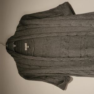 Croft & Barrow Ladies Gray Short Sleeved Cable Knit High Low Cardigan
